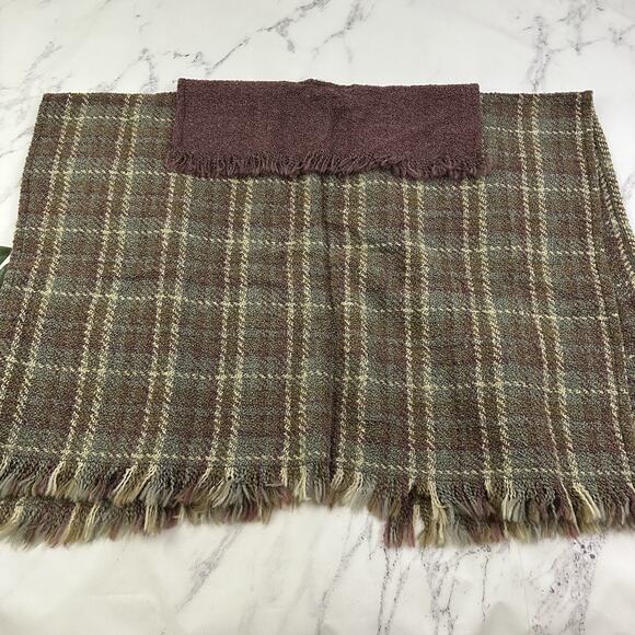 Boyne Valley Weavers Poncho Sweater Shawl One Size Green Purple Plaid Layered - Picture 11 of 14